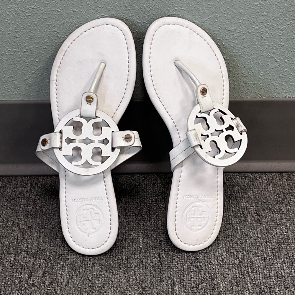 Tory Burch White Logo Sandals